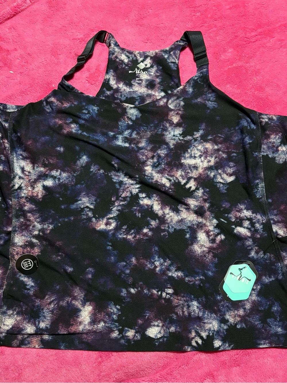 Activewear Black Tie-Dye Racerback Tank Top
